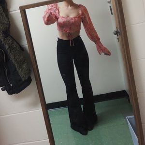 Floral long sleeve crop top